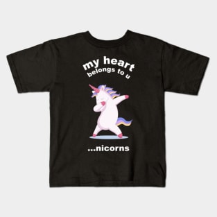 Unicorn. Heart. Funny design. Kids T-Shirt